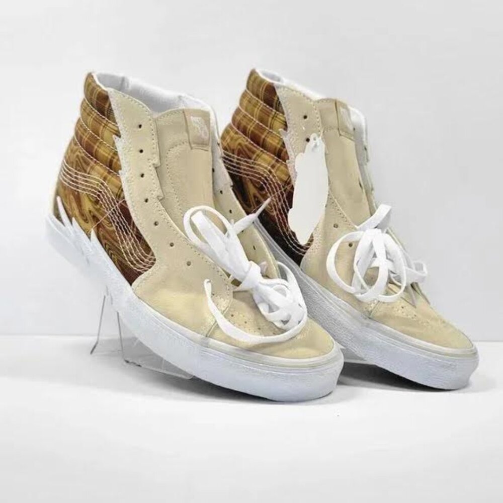 VANS SK8 hi bolt liquid biscotti suede/ canvas cream brown sneakers Sz 12  NEW